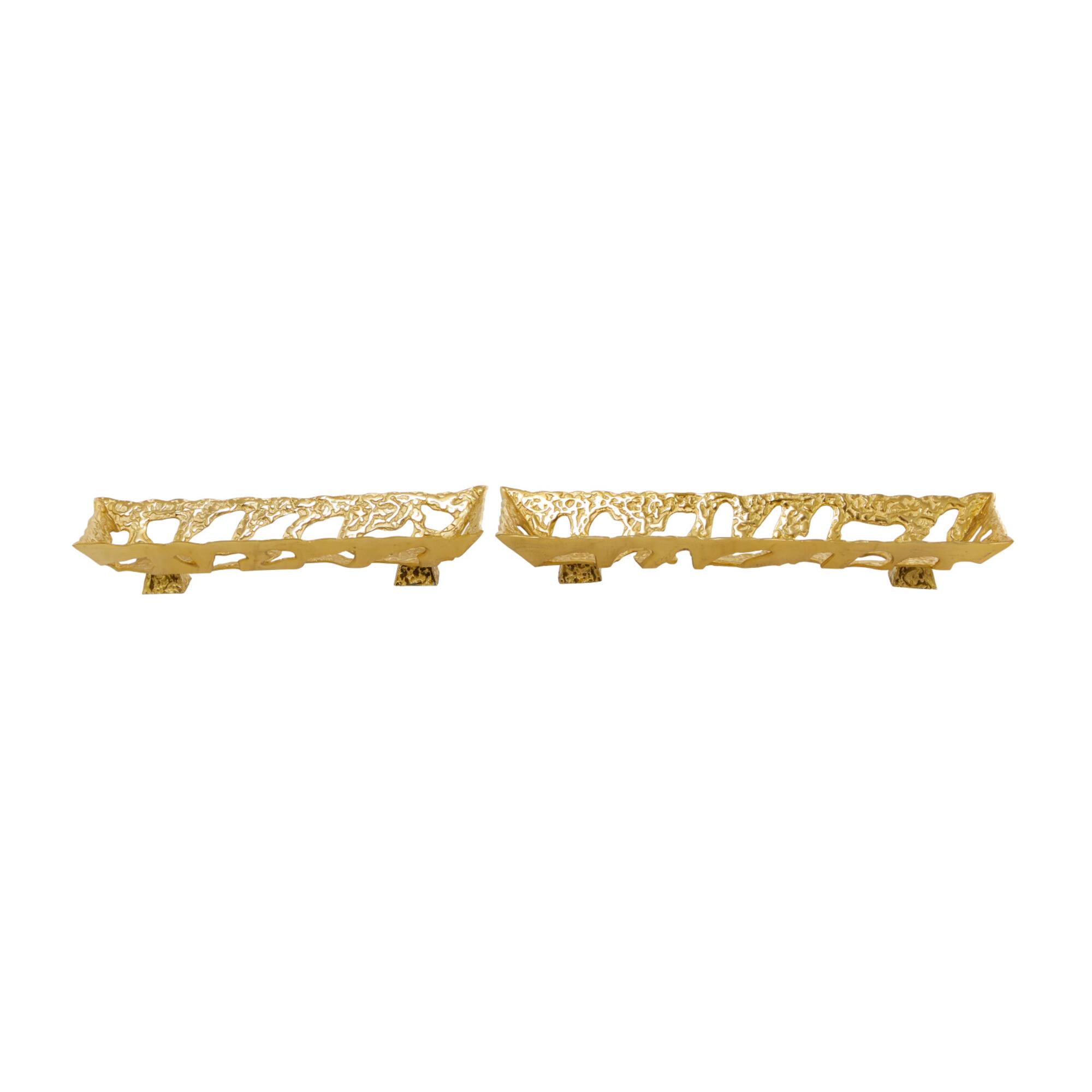 Gold Aluminum Contemporary Tray, Set of 2" 29", 23"
